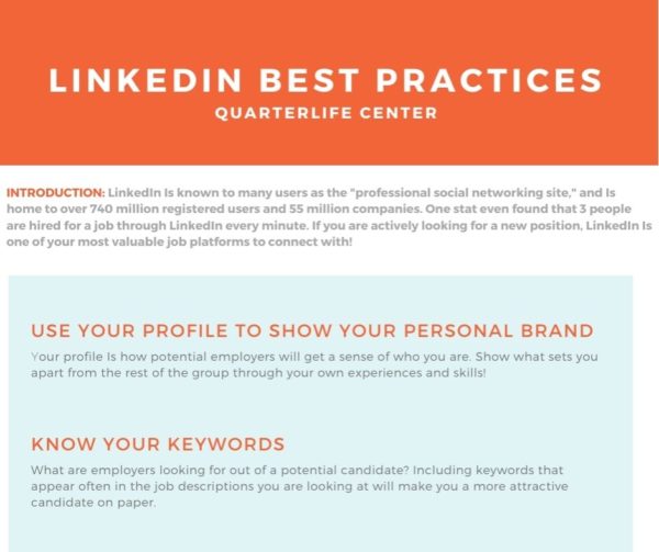 LinkedIn Best Practices Counseling & Coaching for Young Professionals